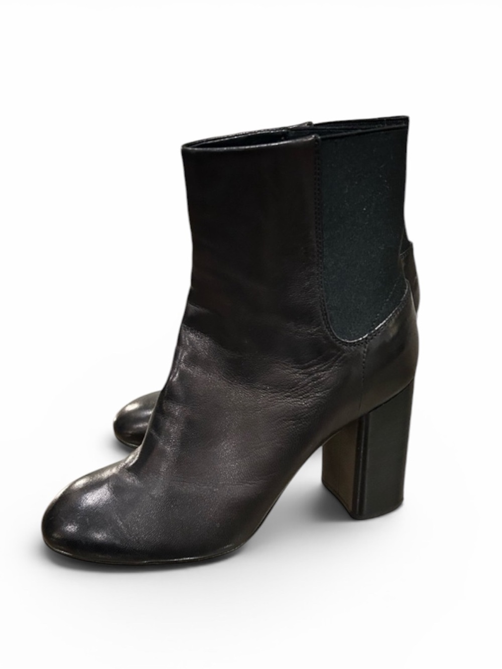 Rag & Bone Black Leather Ankle Boots Size 7 Agnes Chelsea Block Heel Minimalist